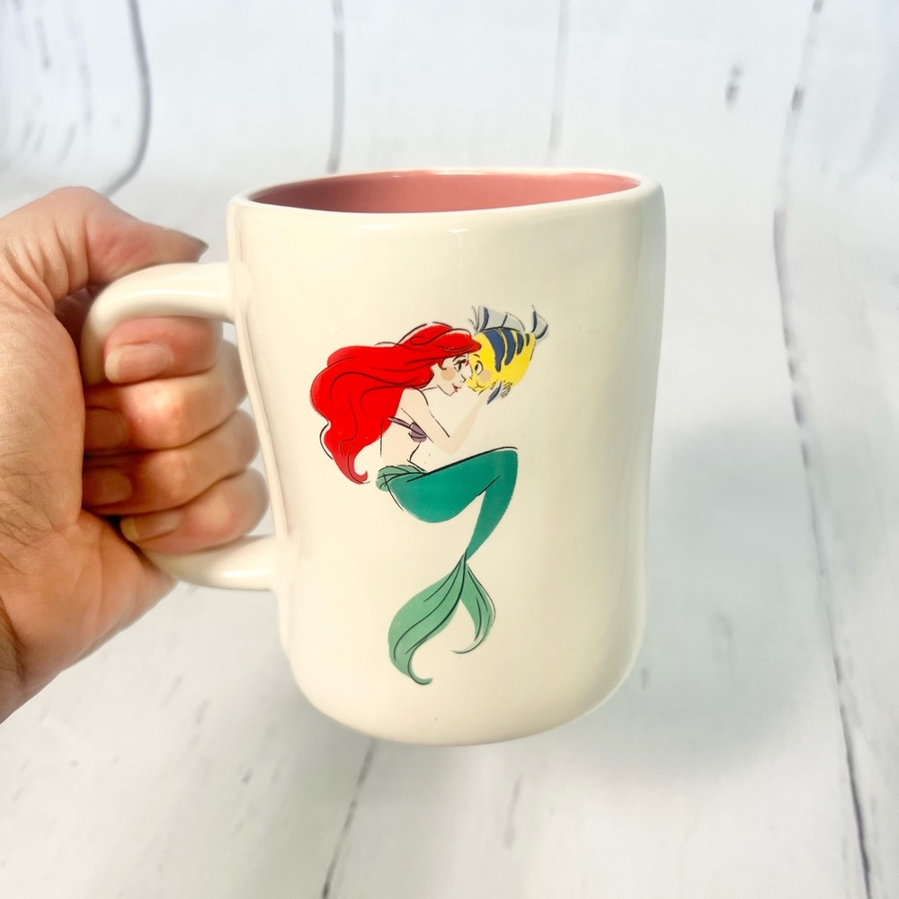 Rae Dunn Disney Princess LITTLE MERMAID Double Sided Ceramic Mug - Pink Interior - Picture 3 of 6